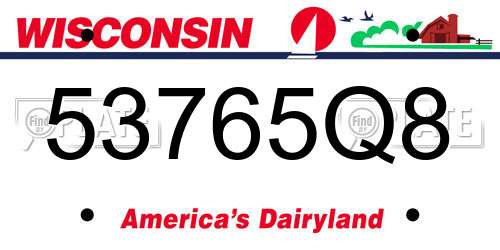 53765Q8 Wisconsin License Plate