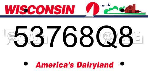 53768Q8 Wisconsin License Plate