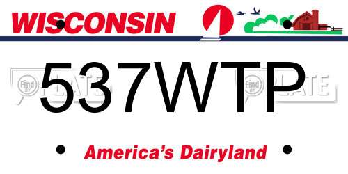 537WTP Wisconsin License Plate