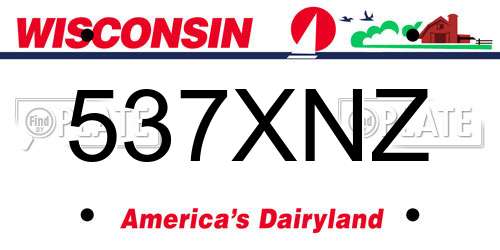 537XNZ Wisconsin License Plate
