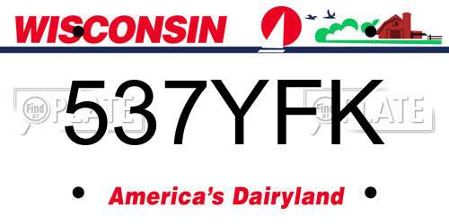 537YFK Wisconsin License Plate