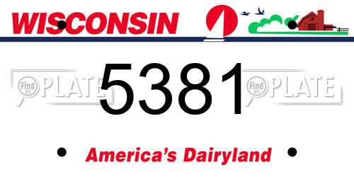 5381 Wisconsin License Plate