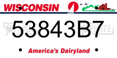 53843B7 Wisconsin License Plate