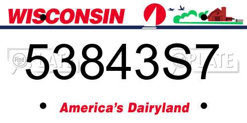 53843S7 Wisconsin License Plate