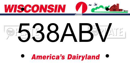 538ABV Wisconsin License Plate