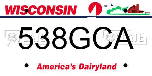 538GCA Wisconsin License Plate