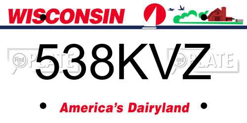 538KVZ Wisconsin License Plate