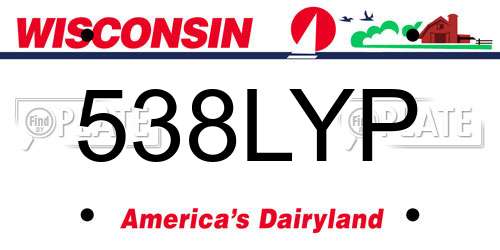 538LYP Wisconsin License Plate