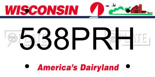538PRH Wisconsin License Plate