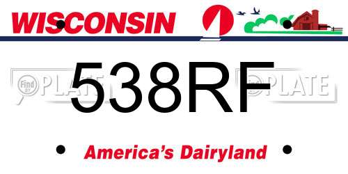 538RF Wisconsin License Plate