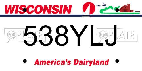 538YLJ Wisconsin License Plate