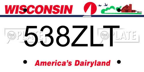 538ZLT Wisconsin License Plate