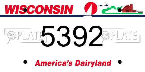 5392 Wisconsin License Plate