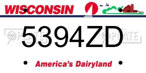 5394ZD Wisconsin License Plate