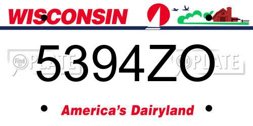 5394ZO Wisconsin License Plate