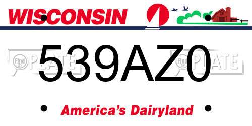 539AZ0 Wisconsin License Plate