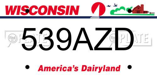 539AZD Wisconsin License Plate
