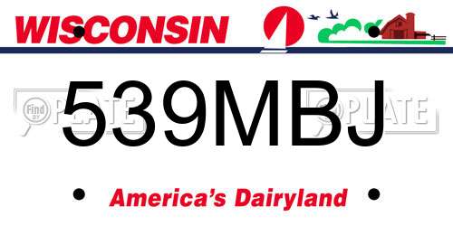 539MBJ Wisconsin License Plate