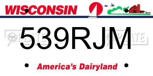 539RJM Wisconsin License Plate
