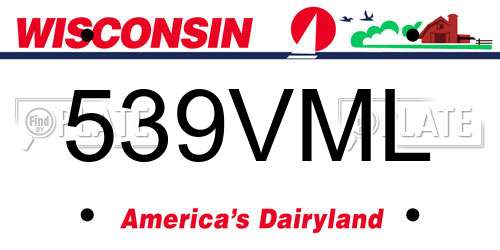 539VML Wisconsin License Plate