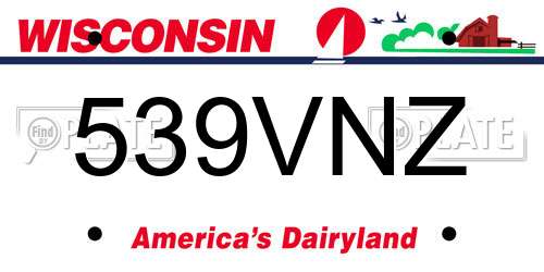 539VNZ Wisconsin License Plate