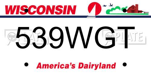 539WGT Wisconsin License Plate
