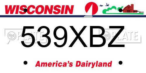 539XBZ Wisconsin License Plate
