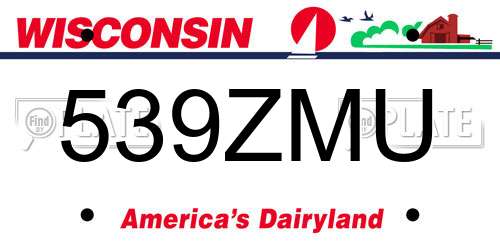 539ZMU Wisconsin License Plate