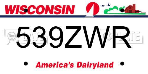 539ZWR Wisconsin License Plate
