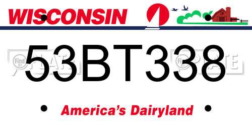 53BT338 Wisconsin License Plate