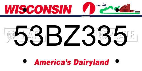 53BZ335 Wisconsin License Plate