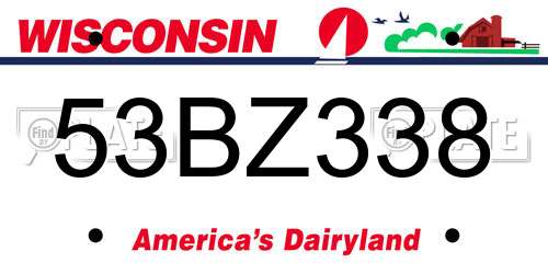 53BZ338 Wisconsin License Plate