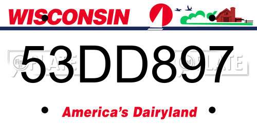 53DD897 Wisconsin License Plate
