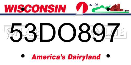 53DO897 Wisconsin License Plate