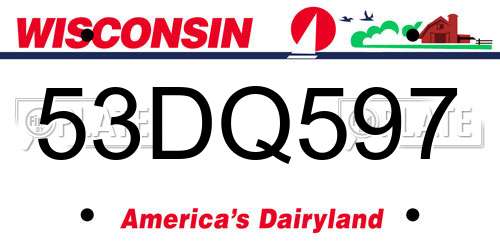 53DQ597 Wisconsin License Plate