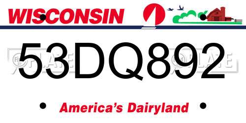 53DQ892 Wisconsin License Plate