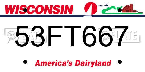 53FT667 Wisconsin License Plate