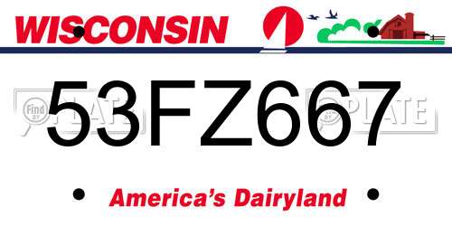 53FZ667 Wisconsin License Plate
