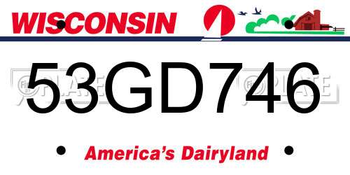 53GD746 Wisconsin License Plate
