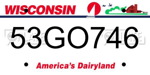 53GO746 Wisconsin License Plate