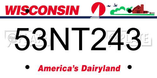 53NT243 Wisconsin License Plate