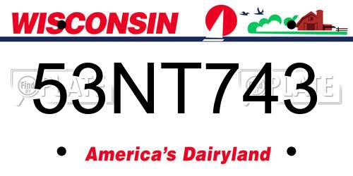 53NT743 Wisconsin License Plate