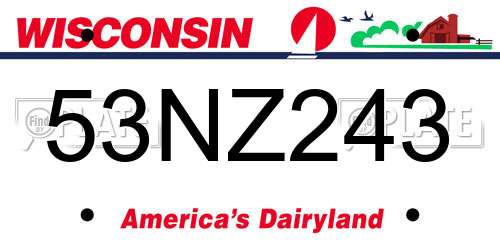 53NZ243 Wisconsin License Plate