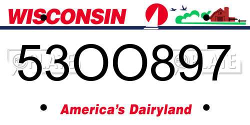 53OO897 Wisconsin License Plate