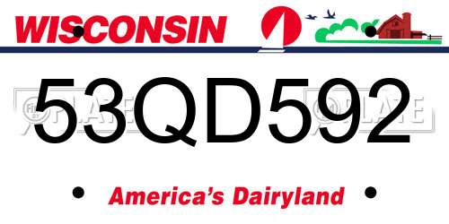 53QD592 Wisconsin License Plate