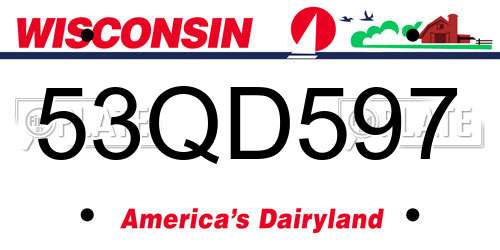 53QD597 Wisconsin License Plate