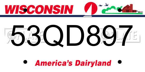 53QD897 Wisconsin License Plate