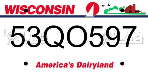 53QO597 Wisconsin License Plate