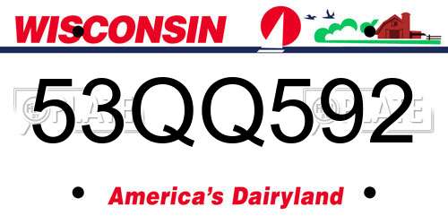 53QQ592 Wisconsin License Plate