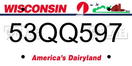 53QQ597 Wisconsin License Plate